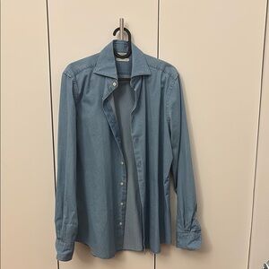 Casual Blue Button Down Shirt with Long Sleeves